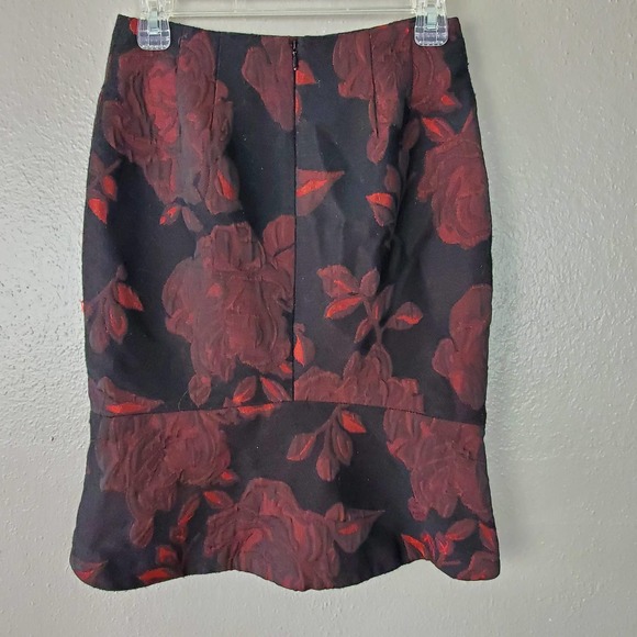Ann Taylor Dark Red/Black Skirt w/Peplum Bank 0P - Picture 3 of 5